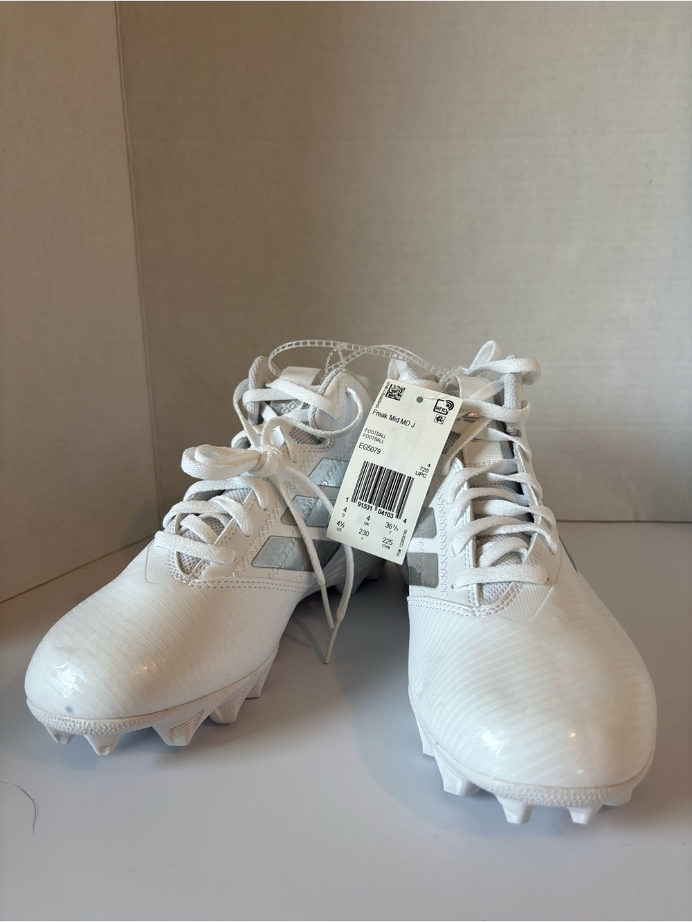 Adidas Freak Mid Top Football Cleats White Metallic Silver Chrome Sz 4.5